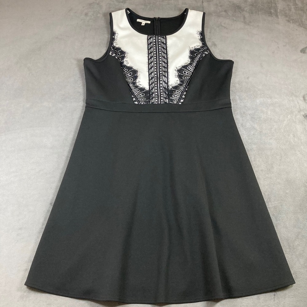 Maurices Black White Lace Trim Sleeveless Dress XL Embroidery Fit Flare